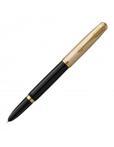 Parker 51 Deluxe Black GT 18k Solid Gold Nib Fountain Pen pas cher