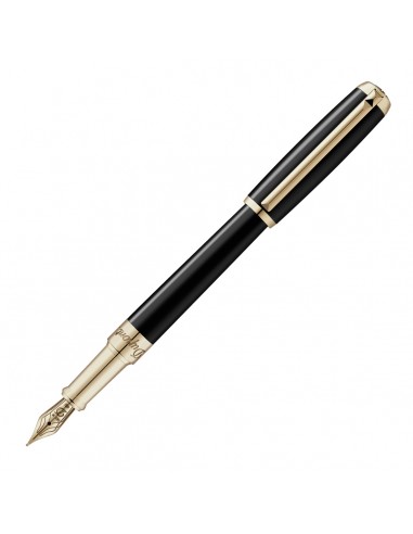 S. T. Dupont Line D Fountain Pen Black Lacquer with Gold Fine livraison et retour toujours gratuits