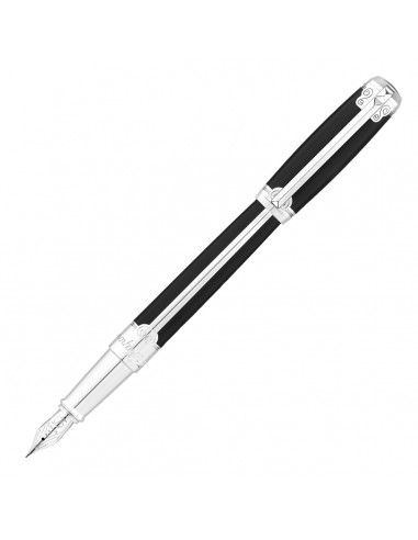 S. T. Dupont Line D Fountain Pen Black Lacquer with Palladium Placed Lacquer Medium français