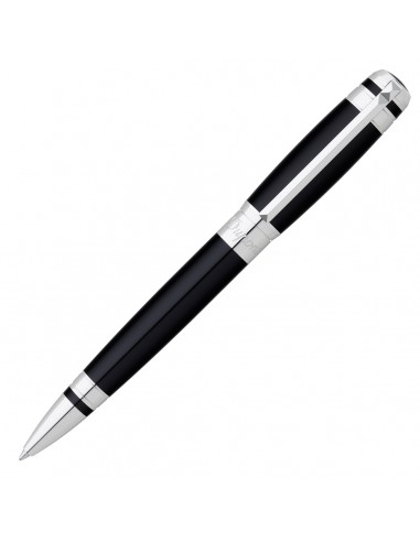 S. T. Dupont Line D Ballpoint Pen Black Lacquer/ Palladium with Ring Fin de série