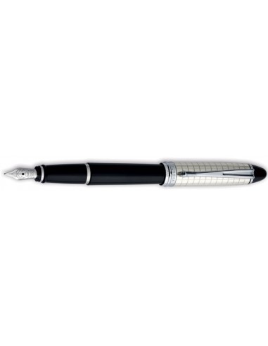 Aurora Sterling Silver Cap Quadra Pattern Resin Barrel Fountain Pen de technologie