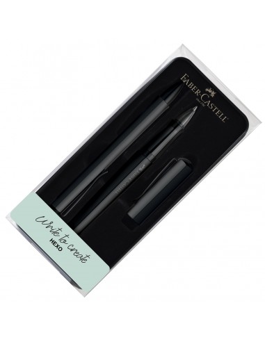 Faber-Castell Hexo Rollerball Pen and Ballpoint Pen Set Black prix