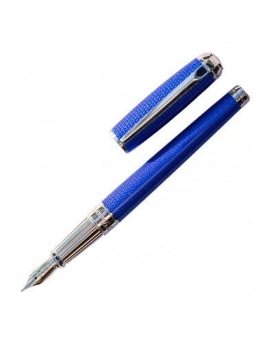 S. T. Dupont Line D Diamond Guilloche Fountain Pen Sapphire hantent personnes