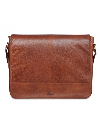 Vegetable Tanned Top Grain Buffalo Leather Messenger Bag for 15" Laptop / Tablet, 15.5" x 3" x 13", Cognac outlet