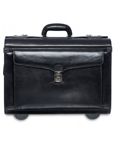 Mancini Leather Signature Deluxe Wheeled Catalog Case Black de France